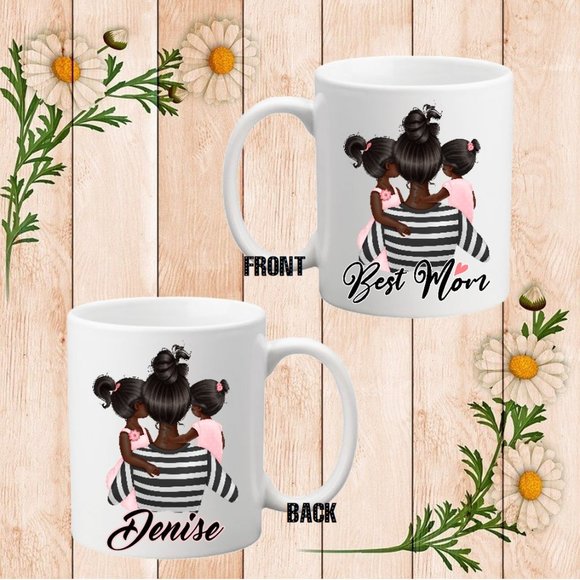 MATHER'S DAY MUG l MOM WITH GIRLS - PERSONALIZED MUG l 12 oz l MOM BIRTHDAY - Picture 1 of 1